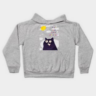 cat teach bird how to fly Kids Hoodie